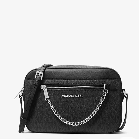 NWT MICHAEL KORS Jet Set Large Logo Crossbody Chain Bag - Picture 1 of 13